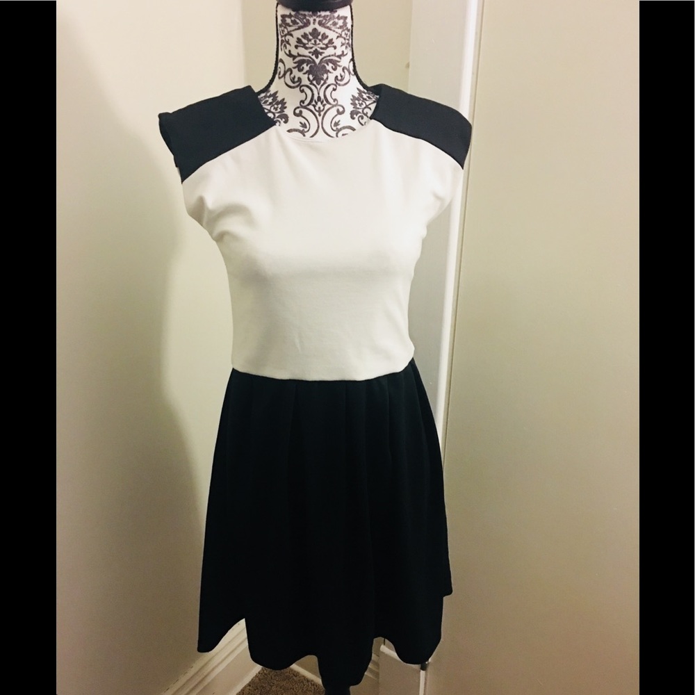 NWT Aqua Black and White Fit and Flare Dress L